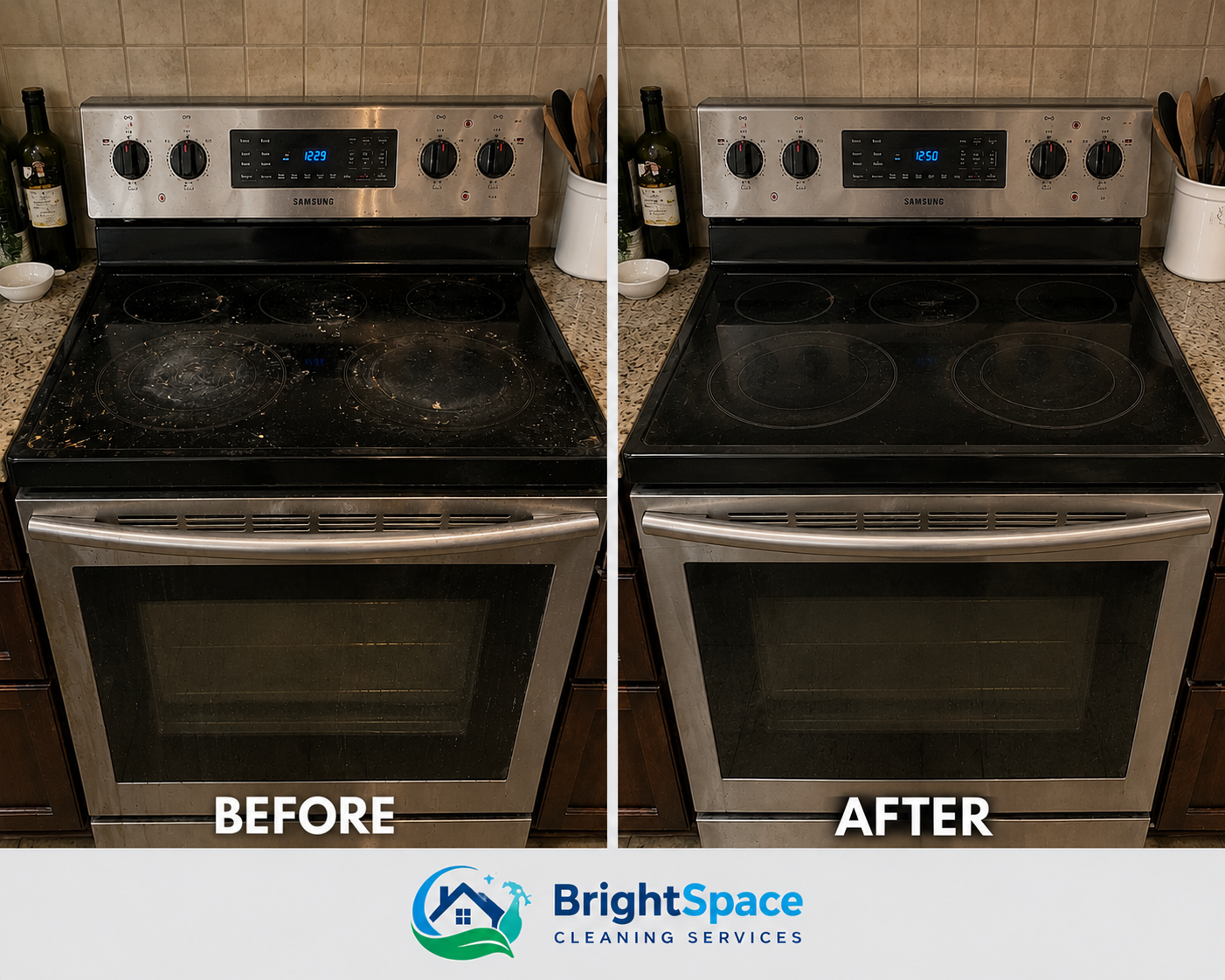 Appliance Cleaning — before and after by BrightSpace Cleaning Services